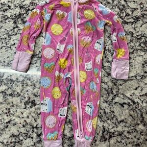 Little Sleepies Pink Milk and Cookie Zippie Size 0-3 Months